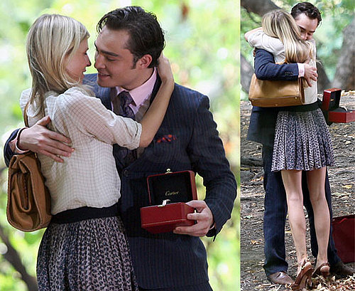 Pictures of Clemence Poesy and Ed Westwick Hugging On Gossip Girl Set