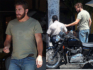 Pictures of Jake Gyllenhaal With a Beard on a Motorcycle in LA