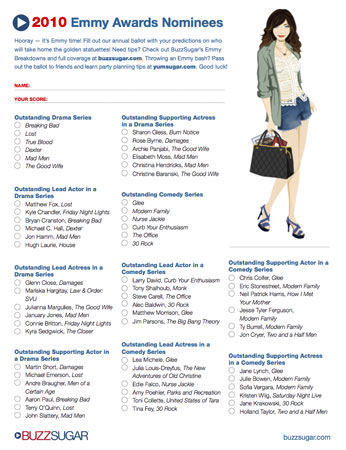 Printable Emmy Ballot For 2010 2010-08-20 07:30:00