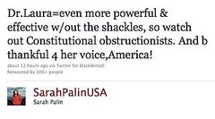 Sarah Palin Defends Dr. Laura on Twitter Sarah Palin Defends Dr. Laura on Twitter