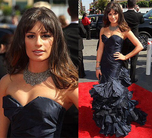 Lea Michele Wears Oscar de la Renta to 2010 Primetime Emmy Awards