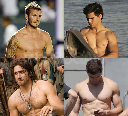 Shirtless David Beckham, Taylor Lautner, Kellan Lutz, and Jake Gyllenhaal in Bracket Final Four