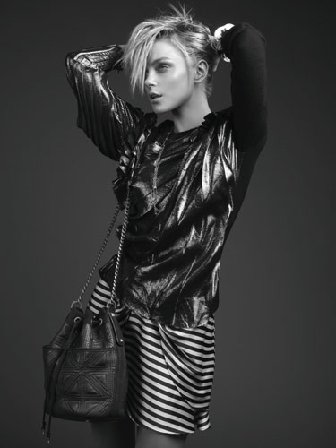 Navy Chain Handle Bucket Bag, $199, Jessica Stam for RACHEL Rachel Roy Navy Chain Handle Bucket Bag, $199, Jessica Stam for RACHEL Rachel Roy