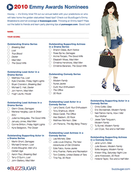 Printable Emmy Ballot