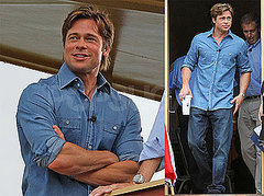 Pictures of Brad Pitt Doing an Interview With Brian Williams in New Orleans Pictures of Brad Pitt Doing an Interview With Brian Williams in New Orleans