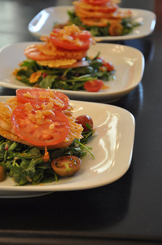 Recipe For Heirloom Tomatoes, Parmesan Crisps, and Herb Salad
