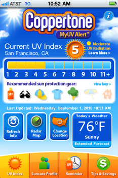 Coppertone MyUVAlert App