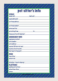 Notes to Leave a Pet Sitter