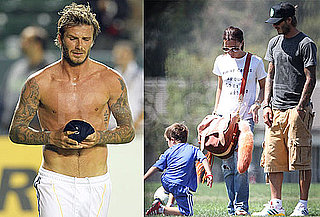 Pictures of David Shirtless and Victoria Beckham With Romeo, Cruz, and Brooklyn