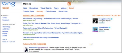 Bing Social Recommendations