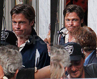 Pictures of Brad Pitt Filming Moneyball at Temple Emanuel in Beverly Hills