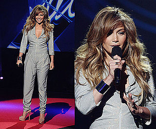 Jennifer Lopez Wears a Gray Sequin Jumpsuit to American Idol Press Conference