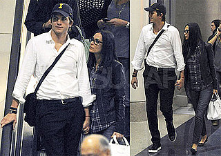 Pictures of Ashton Kutcher and Demi Moore Holding Hands Arriving Into LAX