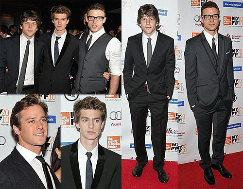 Jesse Eisenberg, Justin Timberlake, Andrew Garfield at the NYC Premiere of The Social Network