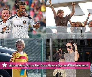 Pictures of Victoria Beckham at Heathrow While David, Brooklyn, and Romeo Play Soccer in LA