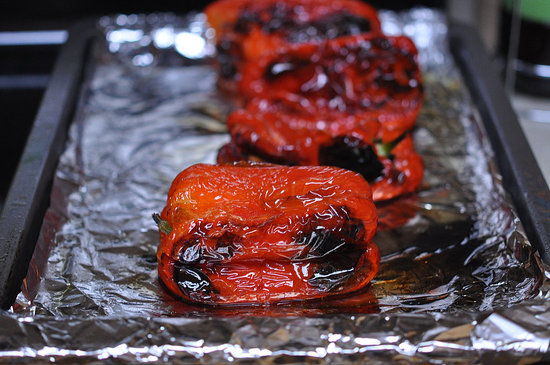 All sides of the pepper should be charred after about 30 to 40 minutes.
All sides of the pepper should be charred after about 30 to 40 minutes.