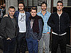 Pictures of Take That at Radio 1 Talking About New Album "Progress" Robbie Williams, Gary Barlow, Mark Owen, Howard Donald,