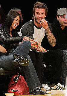 Pictures of David Beckham, Kaley Cuoco, Trevor Donovan at the Lakers Game