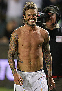 Pictures of David Beckham Shirtless at an LA Galaxy Game and Brooklyn and Cruz Skateboarding