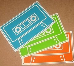Photos of Retro Cassette and Robot Stickers