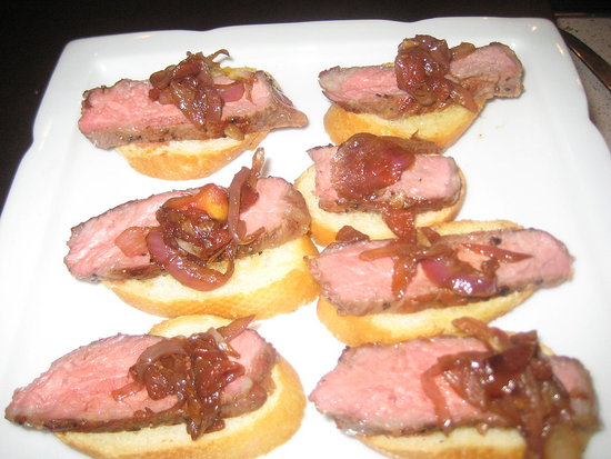 Ny Strip steak  with onion jam appetizer