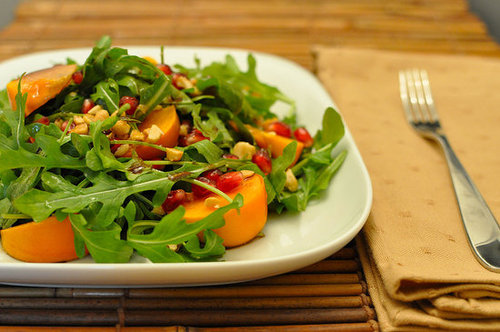 Fall Salad Recipe With Arugula, Persimmons, and Pomegranates