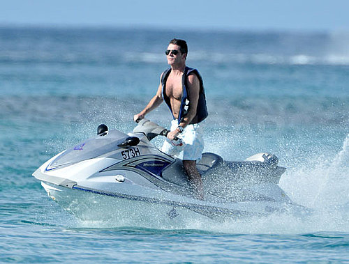 Pictures of Simon Cowell Shirtless on a Jet Ski in Barbados