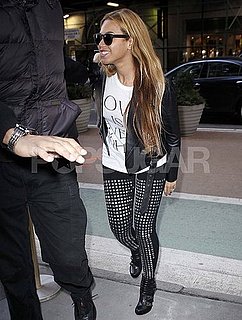 Pictures of Beyonce Knowles Wearing Studded Leggings in NYC