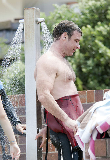 Liev Schreiber Takes a Shirtless Shower After a Surfing Session Liev Schreiber Takes a Shirtless Shower After a Surfing Session