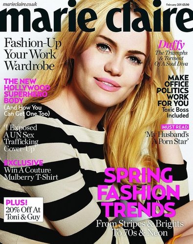 Pictures of Duffy in February 2011 Marie Claire UK Magazine