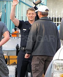 Pictures of Ben McKenzie on the LA Set of Southland
