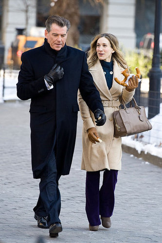Pictures of Sarah Jessica Parker and Pierce Brosnan Filming I Don't Know How She Does It
