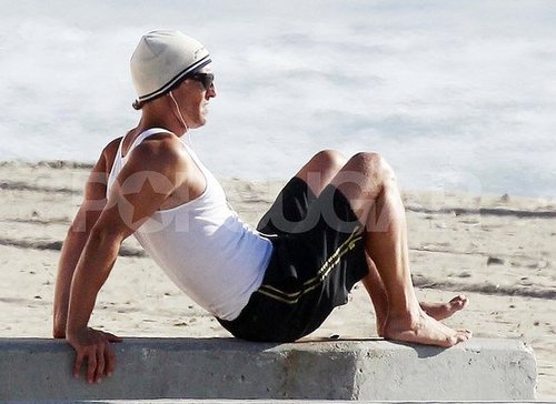 Pictures of Matthew McConaughey Working Out on Beach in Santa Monica