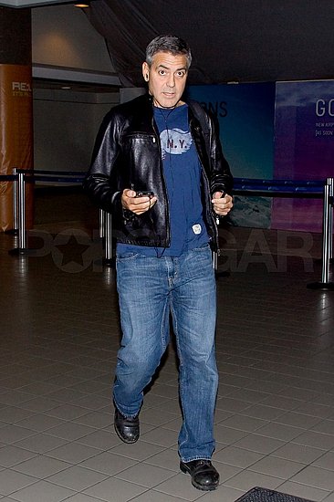 George Clooney Makes a Casual Landing Back in LA George Clooney Makes a Casual Landing Back in LA
