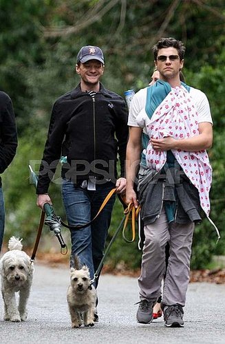 NPH and David Wrap Up Twins Gideon and Harper For a Walk NPH and David Wrap Up Twins Gideon and Harper For a Walk