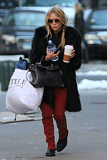 Pictures of Mary-Kate Olsen With Bags and a Big Coffee in NYC