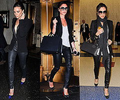 Victoria Beckham Wears Leather Pants and Blazer While in New York