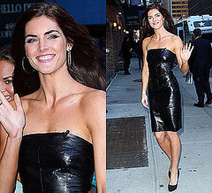 Photo of Hilary Rhoda in Strapless Mini Dress in Cold New York
