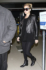 Pictures of Nicole Richie Wearing Leather Jacket at LAX