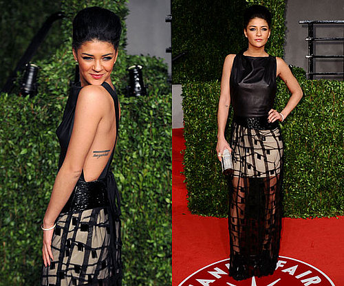 Jessica Szohr in Chris Benz Sheer skirted dress at Vanity Fair Oscar Party 2011