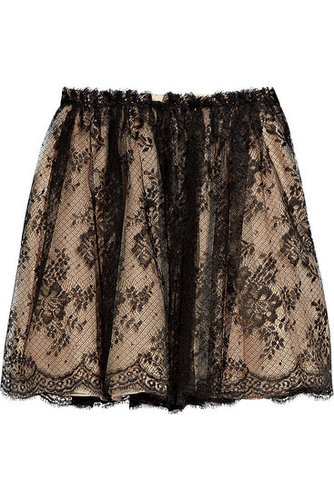 Valentino - Gathered lace skirt