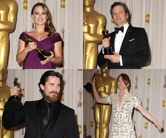 Photos of Oscar Winners Natalie Portman, Colin Firth, Christian Bale, Melissa Leo and More in the 2011 Academy Awards Press Room Photos of Oscar Winners Natalie Portman, Colin Firth, Christian Bale, Melissa Leo and More in the 2011 Academy Awards Press Room
