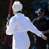 Guess Who Wore Her White Bathrobe on Set? Guess Who Wore Her White Bathrobe on Set?