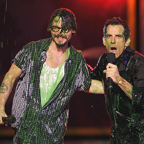 Johnny Depp took the stage with Ben Stiller in 2005 before being showered in slime.
Johnny Depp took the stage with Ben Stiller in 2005 before being showered in slime.