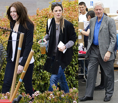 Pictures of Drew Barrymore, Mandy Moore, and Bill Clinton at the San Diego Food Bank