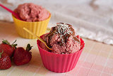 Sweet Strawberry Ice Cream + Chocolate Sauce Sweet Strawberry Ice Cream + Chocolate Sauce
