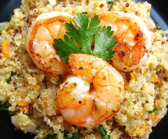 Coconut-Ginger Quinoa with Carrots and Shrimp
