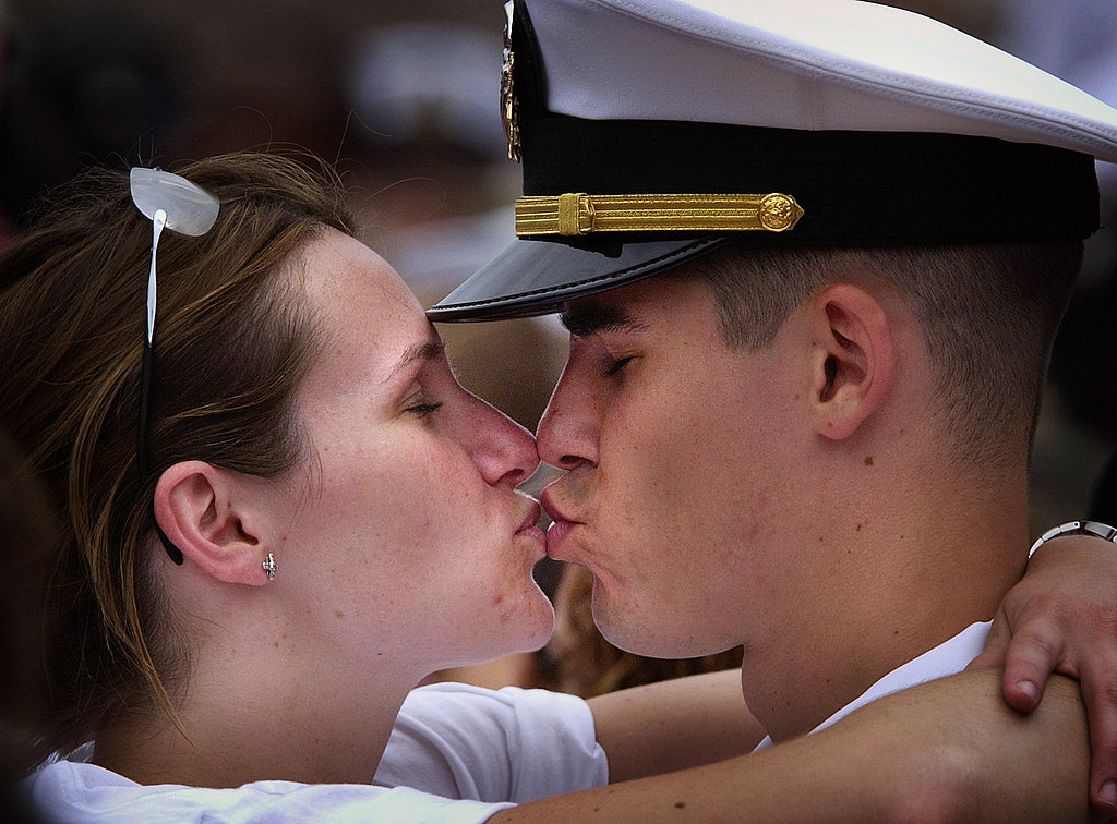 Erin Doherty gives boyfriend Warren Van Allen a kiss pier-side after the US Navy aircraft carrier USS Theodore Roosevelt returned home to Norfolk Naval Station May 29, 2003.
Erin Doherty gives boyfriend Warren Van Allen a kiss pier-side after the US Navy aircraft carrier USS Theodore Roosevelt returned home to Norfolk Naval Station May 29, 2003.