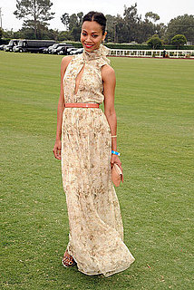 Zoe Saldana Wears Chloe Dress to Polo Challenge