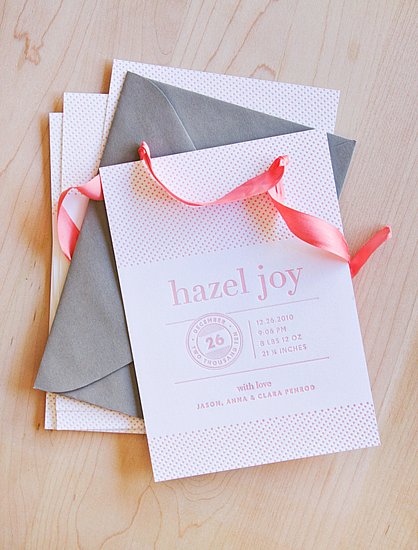 Pink and Gray Letterpress Birth Announcement Pink and Gray Letterpress Birth Announcement
